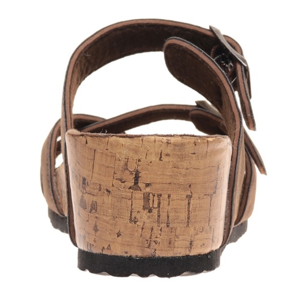 Cross Strap Brown Footbed Wedge Sandals - Picture 4 of 4